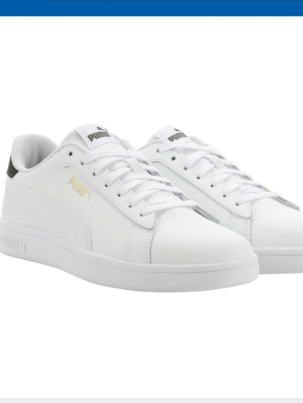 (6)Puma Mens Court  Low-Profile Sneakers with Gold Accent